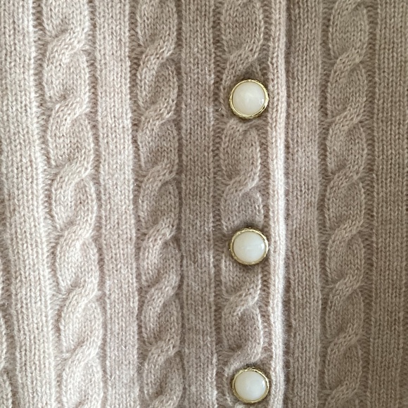 MAGASCHONI Beige 100% Cashmere Cable Knit Button Front Cardigan Sweater Top - Picture 3 of 12
